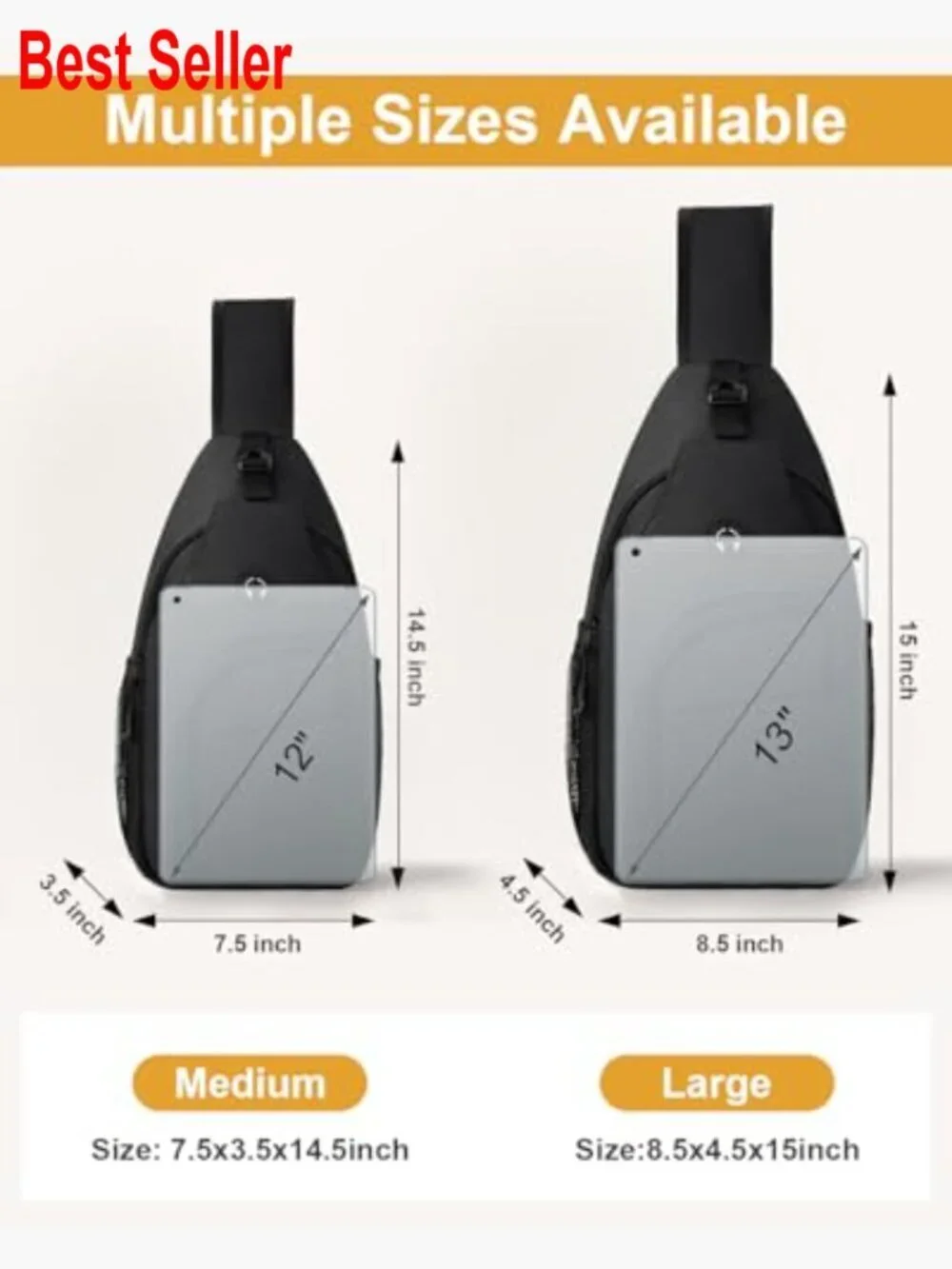 Waterproof Nylon Crossbody Sling Bag with Adjustable Strap